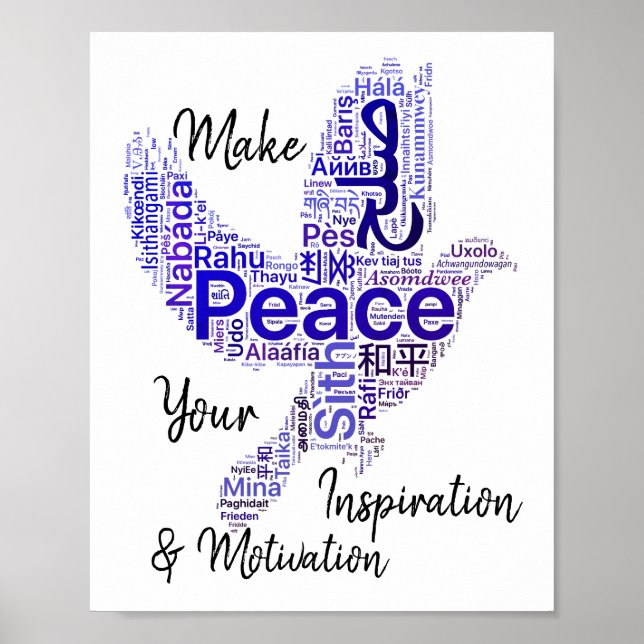 Dove Word Art Inspirational Quote Peace Poster (Front)