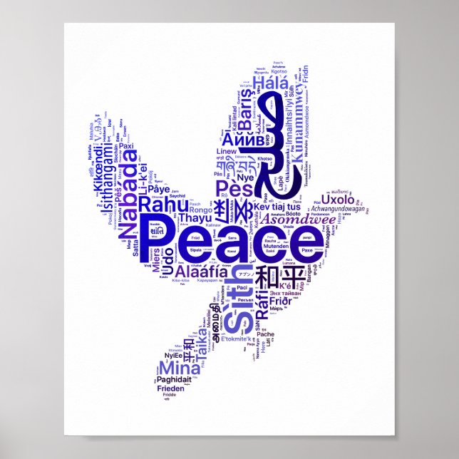 Dove Word Art Peace Poster (Front)