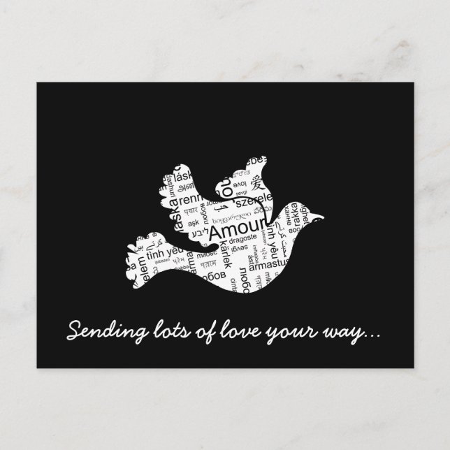 Dove word typography love in different languages postcard (Front)