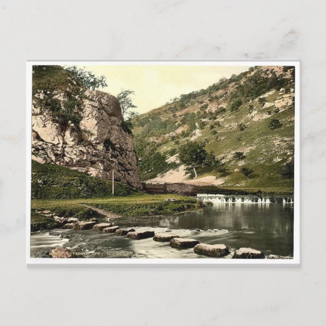 Dovedale, stepping stones, Derbyshire, England cla Postcard (Front)