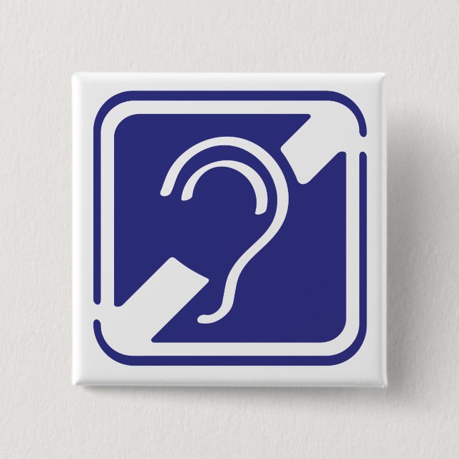 Doven, slechthorend, doofheid, gehoorverlies teken 15 cm square badge (Front)