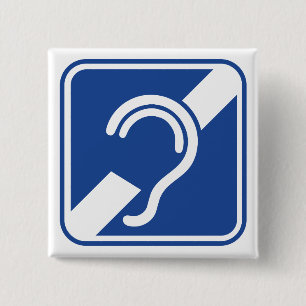 doven. Slechthorend, doofheid, gehoorverlies teken 15 Cm Square Badge
