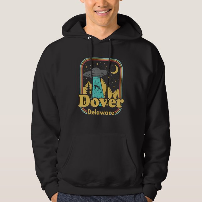 Dover Delaware Ufo Alien Hunter 80s State Pride Hoodie (Front)