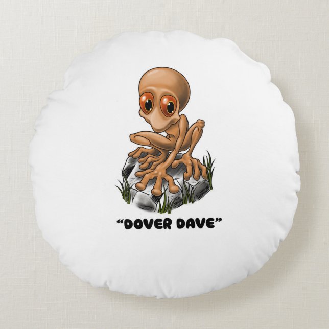 Dover Demon “Dover Dave” Cryptid  Round Cushion (Front)