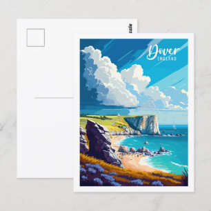 Dover England vintage travel place illustration Postcard