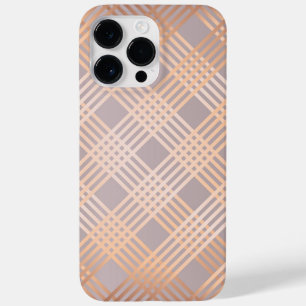 Dover Grey and Metallic Peach Plaid Case-Mate iPhone 14 Pro Max Case