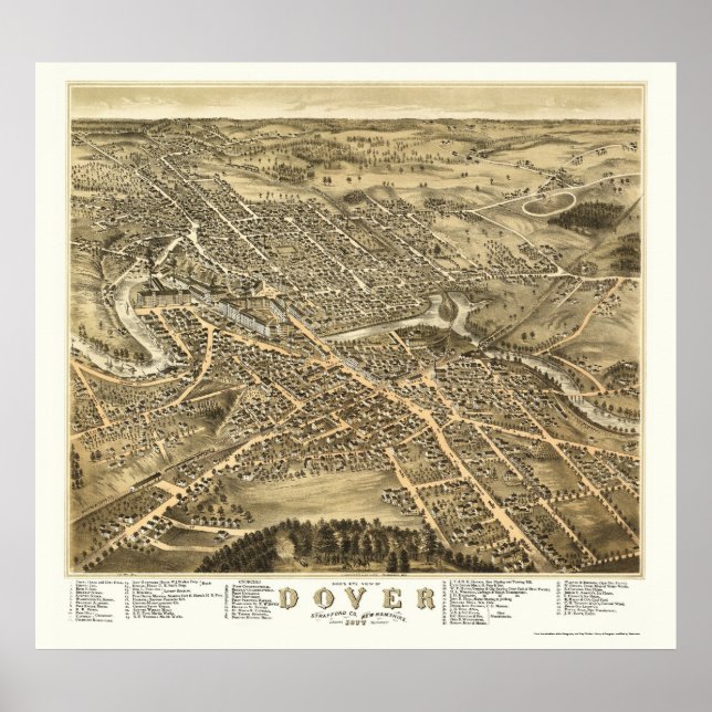 Dover, NH Panoramic Map - 1877 Poster (Front)