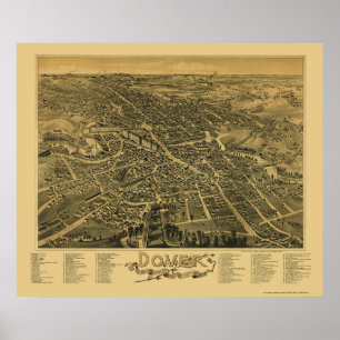 Dover, NH Panoramic Map - 1888 Poster