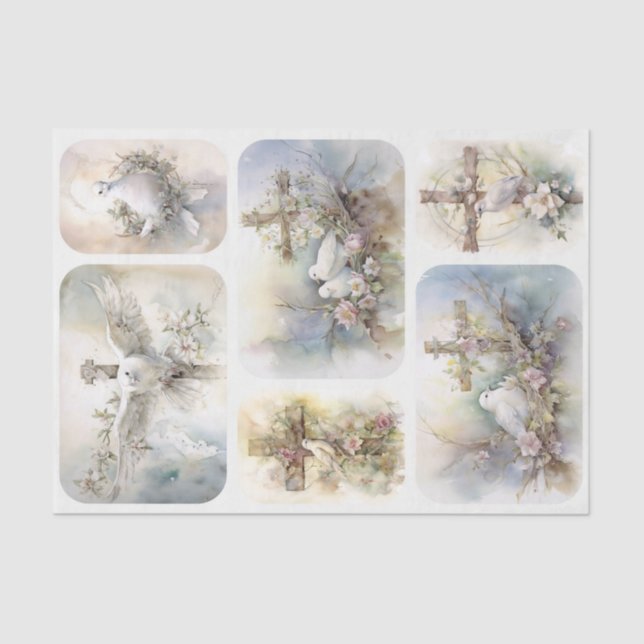 Doves and Crosses Tissue Paper (Front)