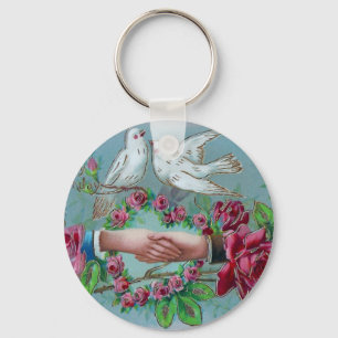 Doves and Handshake Birthday Key Ring