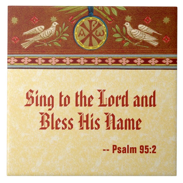 Doves and Medallion after St. Cecilia (SNV 36) Ceramic Tile (Front)