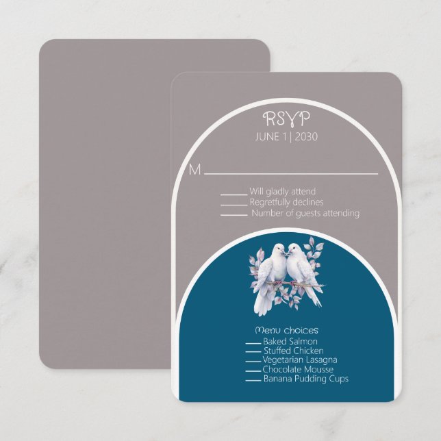 Doves and Rings Light Grey and Ocean Blue Arches  (Front/Back)