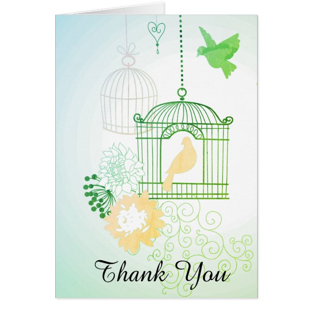 Doves & Cages Green - Note Card (Front)