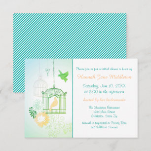 Doves & Cages Teal - 3x5 Bridal Shower Invitation