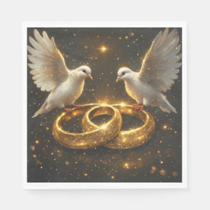 Doves Embracing in Elegant Artistic Display Napkin