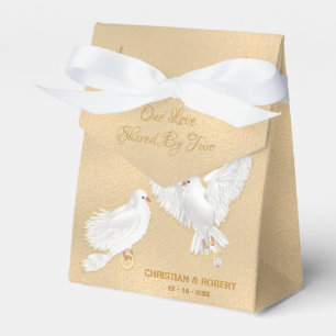 Doves Faux Gold Foil Wedding Favour Box