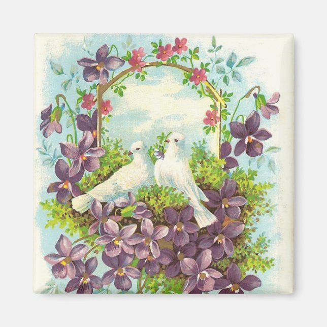 Doves & flowers magnet (Front)