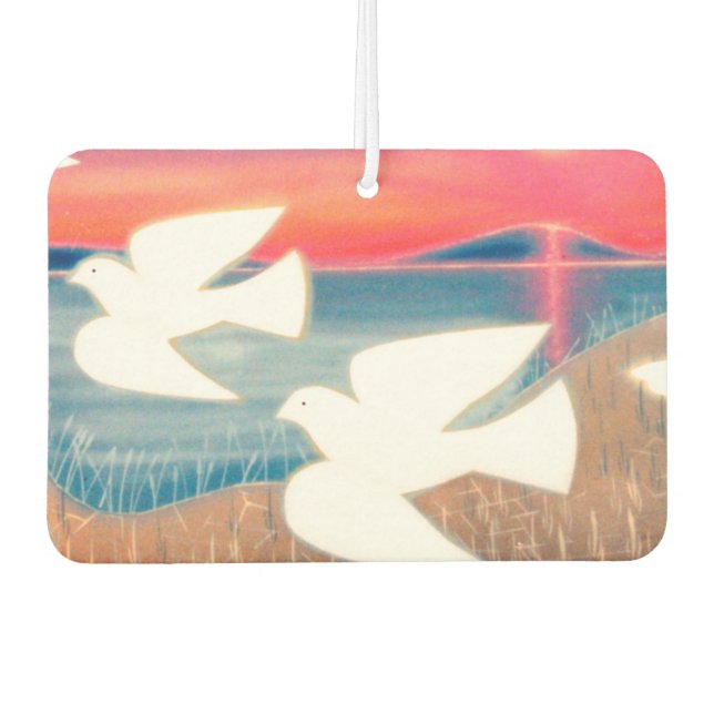 Doves Flying over Lake Car Air Freshener (Front)