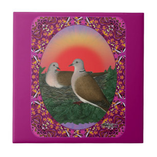 Doves Framed Ceramic Tile