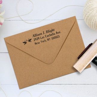 Doves + Heart Address Stamp, Return Letter Stamp 