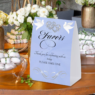 Doves & Hearts Favours - Blue Pearl/Silver