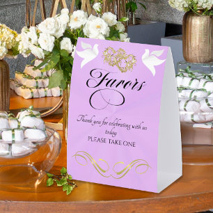 Doves & Hearts Favours - Lavender Pearl/Gold