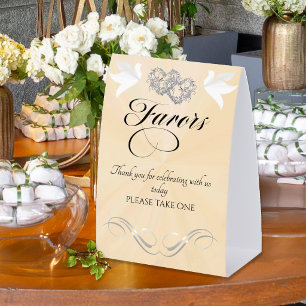 Doves & Hearts Favours - Peach Pearl/Silver