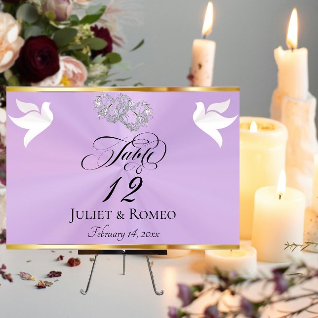 Doves & Hearts - Lavender/Silver Table Number (Creator Uploaded)