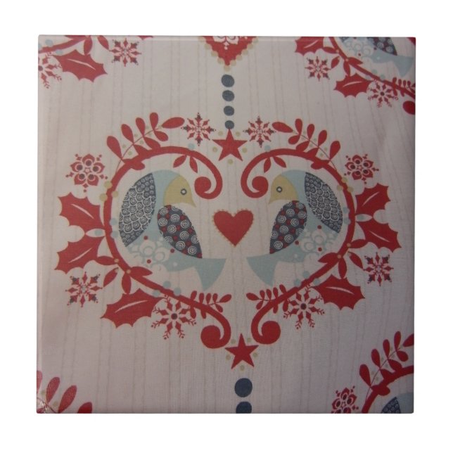 Doves & Hearts -- Pennsylvania Dutch Ceramic Tile (Front)