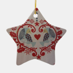 Doves & Hearts -- Pennsylvania Dutch Ceramic Tree Decoration