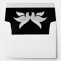 Doves & Monogram - Black/Silver Wedding