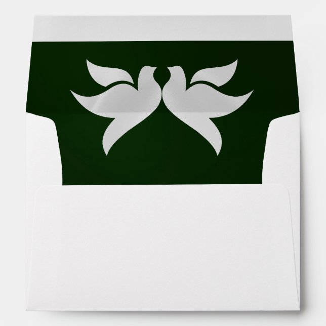 Doves & Monogram - Emerald/Silver Wedding Envelope (Back (Bottom))