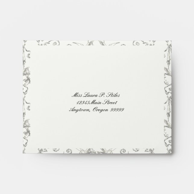 Doves n Fruit Damask - Wedding Matching Envelope (Front)