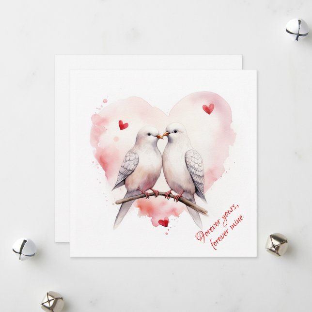 Doves Of Love | Custom Text | Valentine's Holiday Card (Front/Back In Situ)