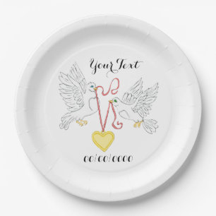 Doves Of Love Paper Plate