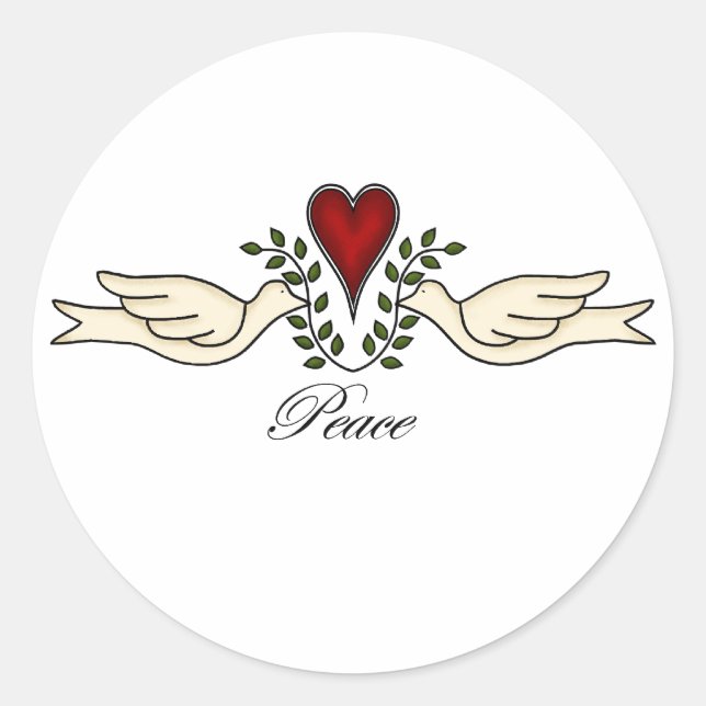 Doves of Peace with Heart Sticker (Front)