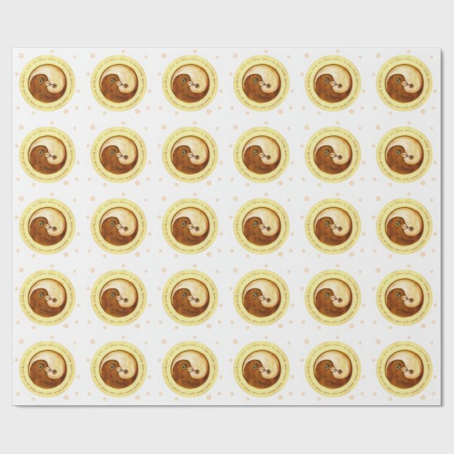 Doves Peace & Harmony wrapping paper on white (Flat)