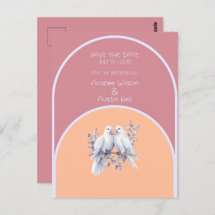 Doves Rings Peach Fuzz Dusty Pink Lavender Arched Postcard