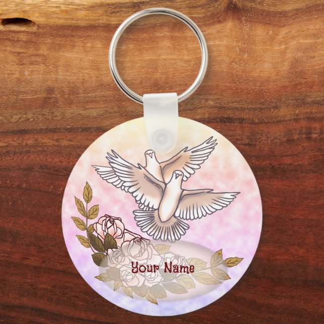 Doves Roses   keychain (Front)
