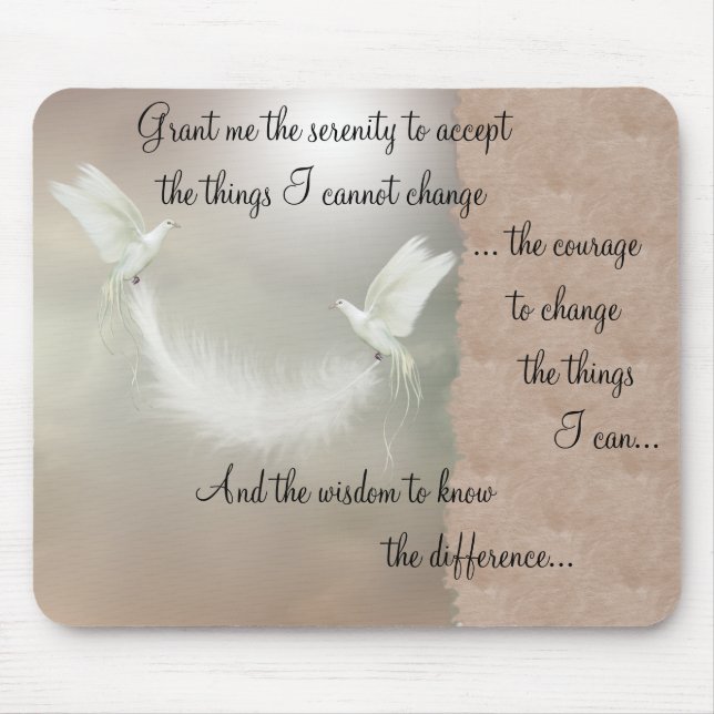 Doves Serenity Prayer Mousepad ~ beige (Front)