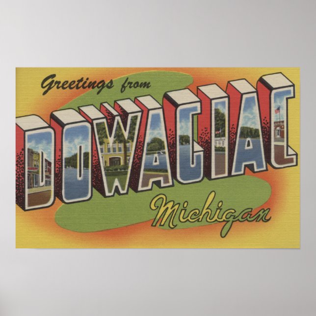Dowagiac, Michigan - Large Letter Scenes 2 Poster (Front)