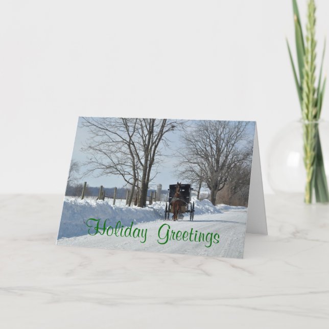 Down a snowy country lane on Christmas Holiday Card (Front)