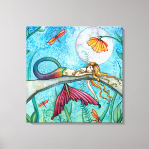 Down by the Pond Mermaid Art by Molly Harrison Canvas Print