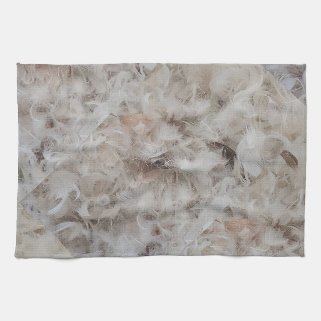 Down Comforter Feathers Photography Funny Tea Towel (Horizontal)