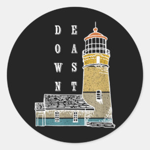 Down East Maine Lighthouse Coastal Region Classic Round Sticker