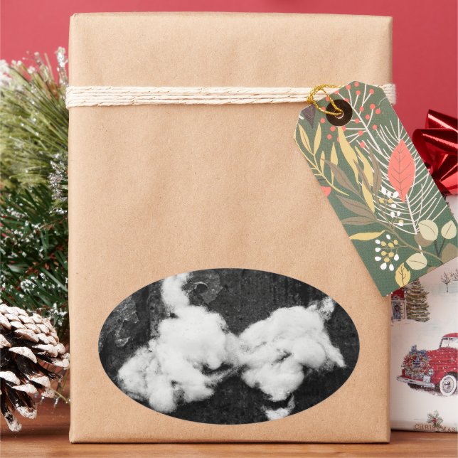 down fluffy oval sticker (Holiday)