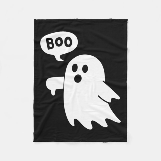 Down Ghost Screaming Boo Disapproval Ghost Hallowe Fleece Blanket (Front)