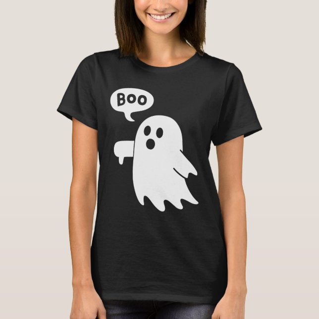 Down Ghost Screaming Boo Disapproval Ghost Hallowe T-Shirt (Front)