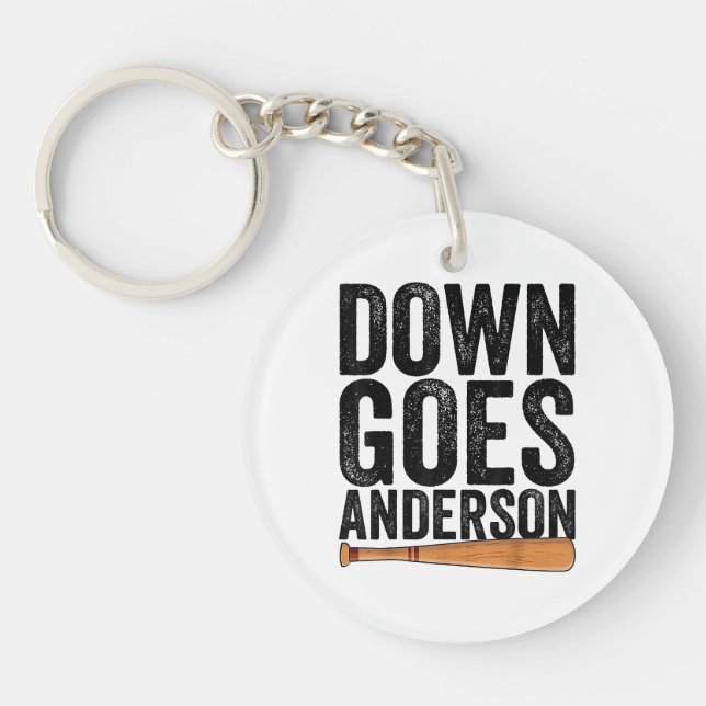 DOWN GOES ANDERSON FUNNY BASEBALL gift ANDERSON  Key Ring (Front)