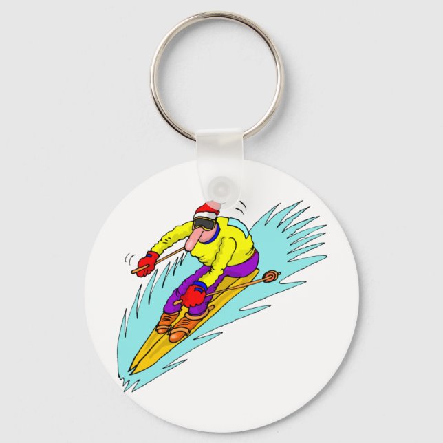 down hill skiing key ring (Front)